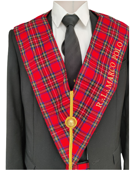 Sautoir / Collier d'Officier RSE (Rite Standard d'Ecosse) Brodé au nom de la Loge
