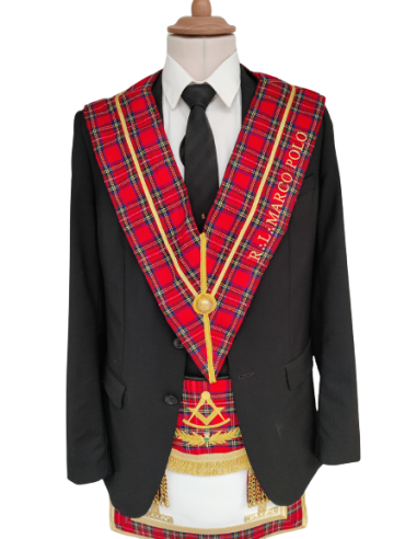 Sautoir / Collier Passé Vénérable RSE (Rite Standard d'Ecosse) Brodé au nom de la Loge