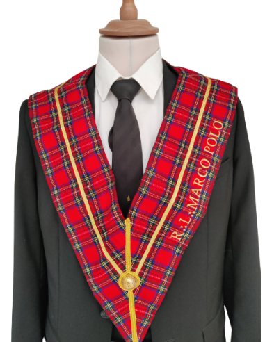 Sautoir / Collier Passé Vénérable RSE (Rite Standard d'Ecosse) Brodé au nom de la Loge