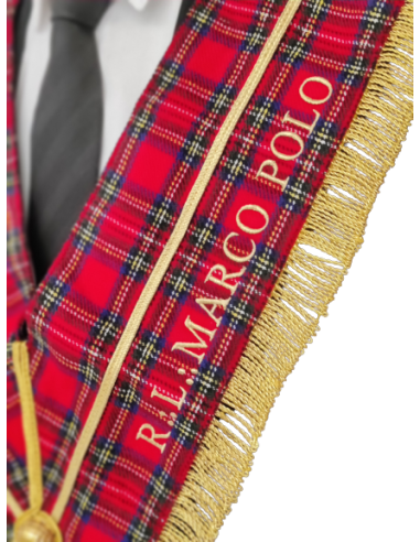 Sautoir / Collier Vénérable RSE (Rite Standard d'Ecosse) Brodé au nom de la Loge