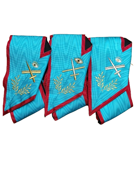 Sautoirs 12 Officiers REAA (Rite Ecossais Ancien et Accepté) Brodés Machine Personnalisée avec nom de Loge (sans bijou)