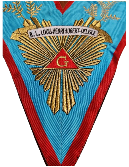 Sautoir V.M. Brodé Main Brodé au nom de la Loge (Rite Ecossais Ancien et Accepté)