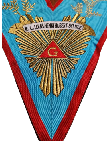 Sautoir V.M. Brodé Machine Brodé au nom de la Loge (Rite Ecossais Ancien et Accepté)