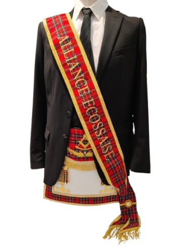 Baudrier ( Écharpe ) de Maître RSE (Rite Standard d'Ecosse) Brodé au nom de la Loge