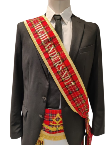 Baudrier ( Écharpe ) de Maître RSE (Rite Standard d'Ecosse) Brodé au nom de la Loge