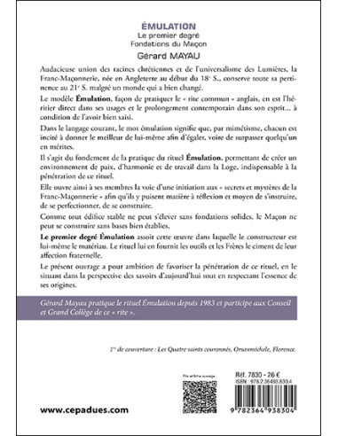 Émulation. Le premier degré. Fondations du Maçon  Gérard Mayau   (vendu par Eosphoros)