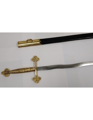 Épée Dorée Flamboyante avec fourreau