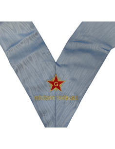 Collier / Sautoir de Précedent Vénérable RF (Rite Français) brodé au nom de la Loge