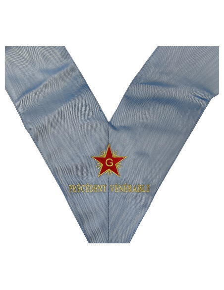 Collier / Sautoir de Précedent Vénérable RF (Rite Français) brodé au nom de la Loge