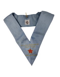 Collier / Sautoir Vénérable en Chaire RF (Rite Français) brodé au nom de la Loge 2
