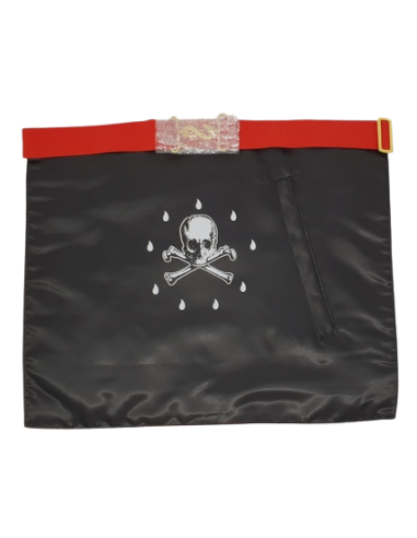 Tablier Vénérable Maître cuir REAA Dos Deuil (Rite Ecossais Ancien et Accepté)